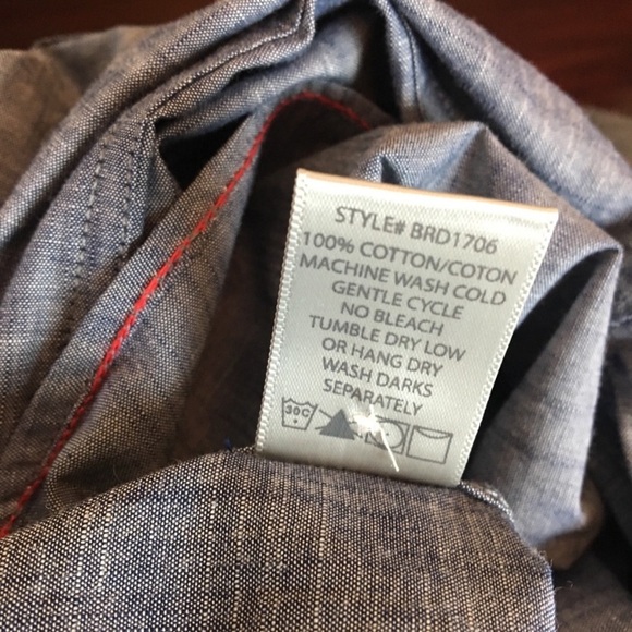 $98 Slate Denim & Co. Dylan Blue Chambray button down shirt M - Picture 7 of 8